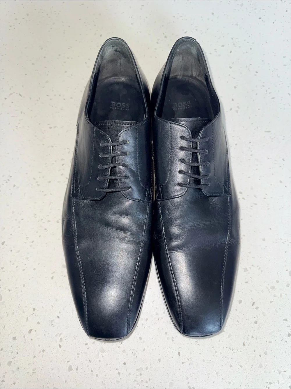 Hugo Boss Black Leather Lace-Up Oxfords